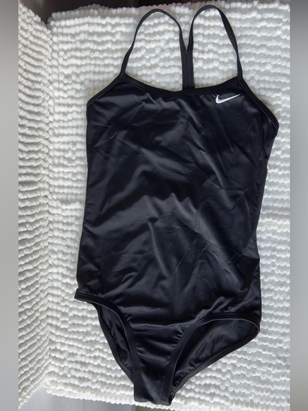 Nike Black One-Piece Swim Suit with White Swoosh